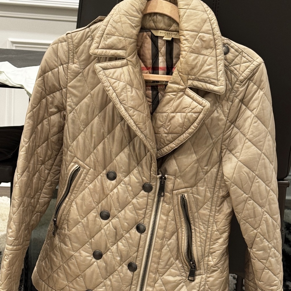 Burberry Quilted Beige Leather Jacket
